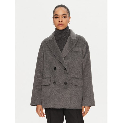ViCOLO Płaszcz wełniany TS0020 Szary Regular Fit ze sklepu MODIVO w kategorii Płaszcze damskie - zdjęcie 183945464