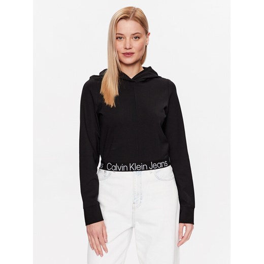 Calvin Klein Jeans Bluza J20J221413 Czarny Regular Fit ze sklepu MODIVO w kategorii Bluzy damskie - zdjęcie 183945651