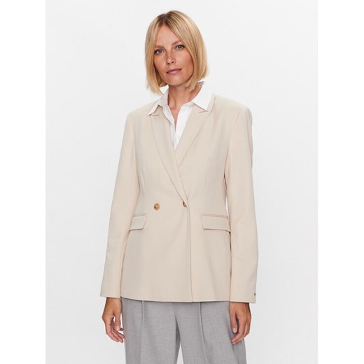 Tommy Hilfiger Marynarka Poly WW0WW39097 Beżowy Slim Fit ze sklepu MODIVO w kategorii Marynarki damskie - zdjęcie 183945801