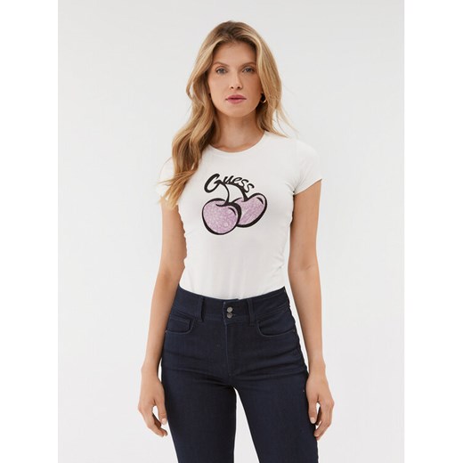 Guess T-Shirt W3BI16 KA0Q1 Écru Slim Fit Guess S MODIVO
