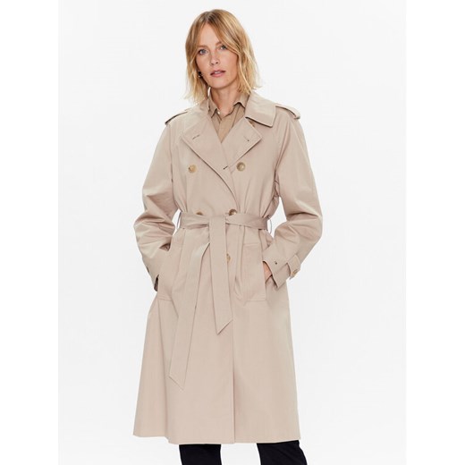 Tommy Hilfiger Trencz WW0WW36960 Beżowy Regular Fit ze sklepu MODIVO w kategorii Płaszcze damskie - zdjęcie 183946104