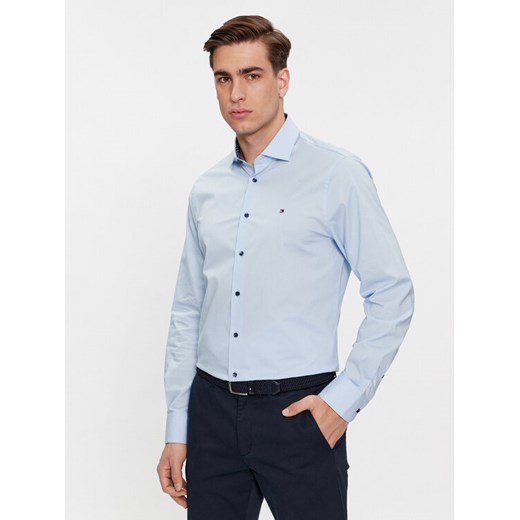 Tommy Hilfiger Koszula Cl Stretch Poplin Contrast Shirt MW0MW34259 Błękitny Regular Fit ze sklepu MODIVO w kategorii Koszule męskie - zdjęcie 183946331