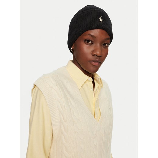 Polo Ralph Lauren Czapka 455954355007 Czarny ze sklepu MODIVO w kategorii Czapki zimowe damskie - zdjęcie 183946332