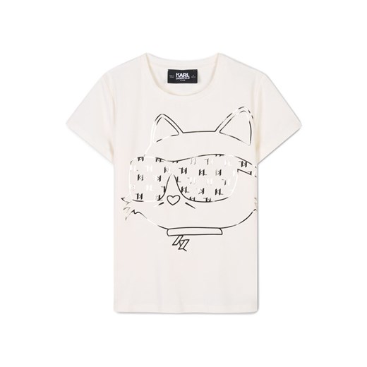 Karl Lagerfeld Kids T-Shirt Z30447 M Écru Regular Fit ze sklepu MODIVO w kategorii Bluzki dziewczęce - zdjęcie 183946552