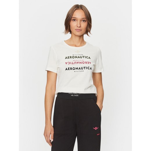 Aeronautica Militare T-Shirt 232TS2165DJ496 Biały Regular Fit ze sklepu MODIVO w kategorii Bluzki damskie - zdjęcie 183946742