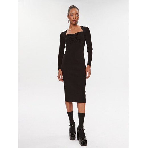 KARL LAGERFELD Sukienka dzianinowa 235W1312 Czarny Slim Fit ze sklepu MODIVO w kategorii Sukienki - zdjęcie 183946870