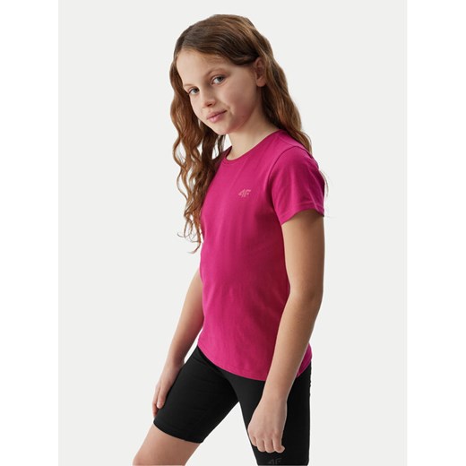 4F T-Shirt 4FJWSS24TTSHF1110 Różowy Regular Fit ze sklepu MODIVO w kategorii Bluzki dziewczęce - zdjęcie 183946931