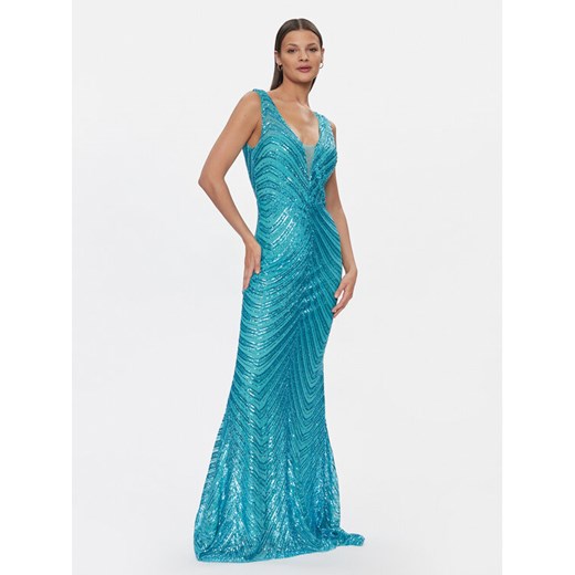 Fracomina Sukienka wieczorowa FQ24SD3029W66701 Turkusowy Slim Fit Fracomina M MODIVO