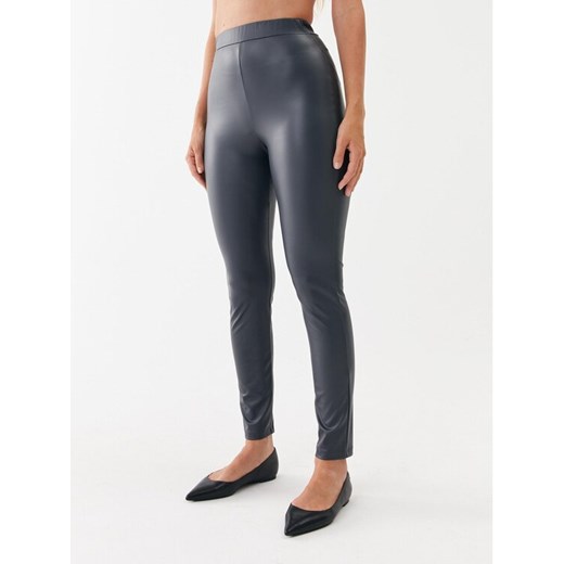 Max Mara Leisure Spodnie z imitacji skóry Zefir 23378601 Szary Slim Fit ze sklepu MODIVO w kategorii Spodnie damskie - zdjęcie 183947014