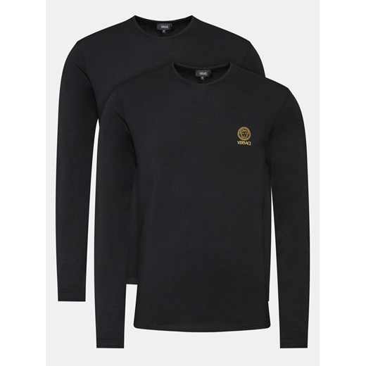 Versace Komplet 2 longsleeve AU10197 Czarny Slim Fit ze sklepu MODIVO w kategorii T-shirty męskie - zdjęcie 183947070