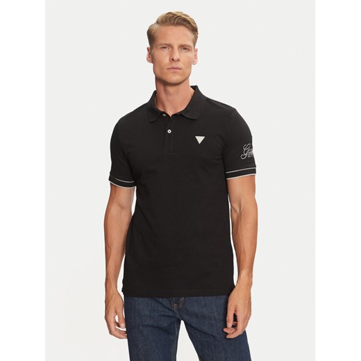 Guess Polo M4BP60 K7O64 Czarny Slim Fit ze sklepu MODIVO w kategorii T-shirty męskie - zdjęcie 183947353