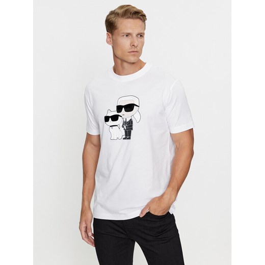 KARL LAGERFELD T-Shirt 755061 534241 Biały Regular Fit ze sklepu MODIVO w kategorii T-shirty męskie - zdjęcie 183947422