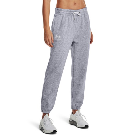 Under Armour Spodnie dresowe Essential Fleece Joggers 1373034 Szary Regular Fit ze sklepu MODIVO w kategorii Spodnie damskie - zdjęcie 183947543