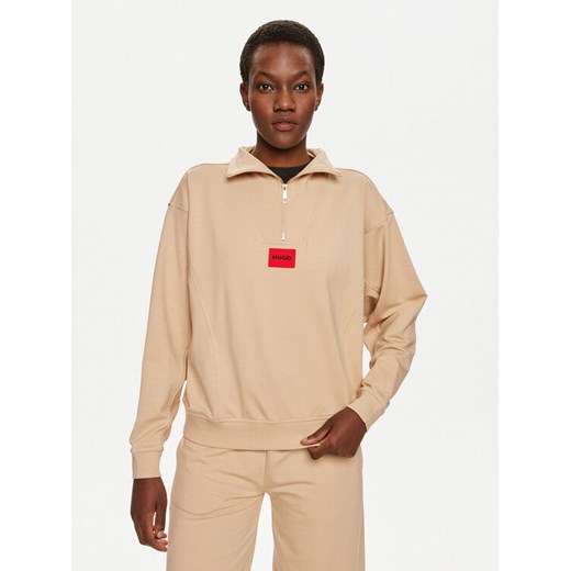 Hugo Bluza Talua 50508701 Beżowy Relaxed Fit ze sklepu MODIVO w kategorii Bluzy damskie - zdjęcie 183947774
