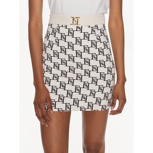 Elisabetta Franchi Spódnica mini GO-S03-41E2-V250 Écru Regular Fit ze sklepu MODIVO w kategorii Spódnice - zdjęcie 183947850