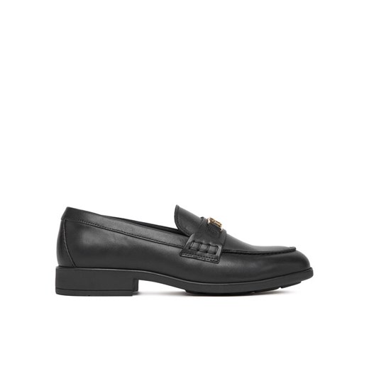 Tommy Hilfiger Loafersy Th Logo Leather Loafer FW0FW08705 Czarny ze sklepu MODIVO w kategorii Lordsy damskie - zdjęcie 183947860