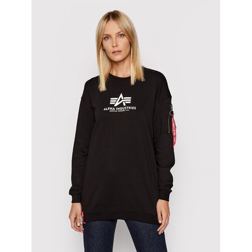 Alpha Industries Bluza Basic 128053 Czarny Oversize ze sklepu MODIVO w kategorii Bluzy damskie - zdjęcie 183947993