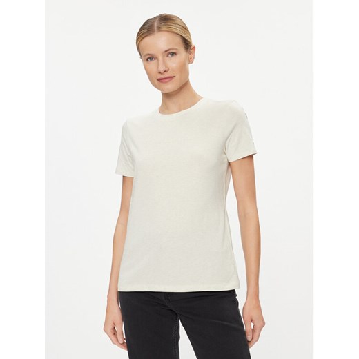 Tommy Hilfiger T-Shirt Frosted WW0WW38813 Écru Regular Fit ze sklepu MODIVO w kategorii Bluzki damskie - zdjęcie 183948072