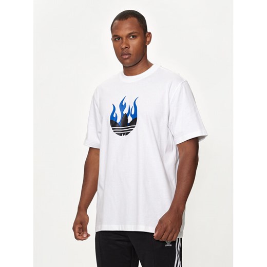 adidas T-Shirt Flames Logo IS2944 Biały Loose Fit XL MODIVO