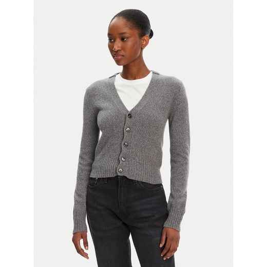 AMI PARIS Kardigan FKC127.005 Szary Regular Fit ze sklepu MODIVO w kategorii Swetry damskie - zdjęcie 183948092