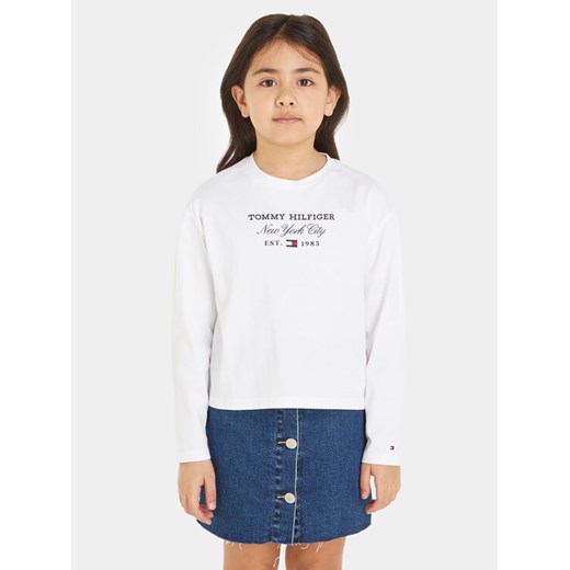 Tommy Hilfiger Bluzka KG0KG07643 M Biały Regular Fit ze sklepu MODIVO w kategorii Bluzki dziewczęce - zdjęcie 183948181