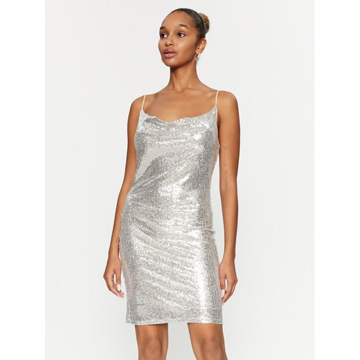 Vero Moda Sukienka koktajlowa 10295675 Srebrny Regular Fit ze sklepu MODIVO w kategorii Sukienki - zdjęcie 183948301