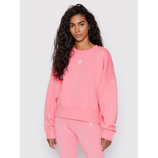 adidas Bluza adicolor Essentials HJ7870 Różowy Relaxed Fit ze sklepu MODIVO w kategorii Bluzy damskie - zdjęcie 183948362