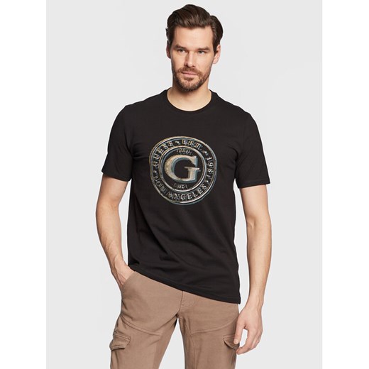 Guess T-Shirt Round Logo M3GI11 J1314 Czarny Slim Fit ze sklepu MODIVO w kategorii T-shirty męskie - zdjęcie 183948450