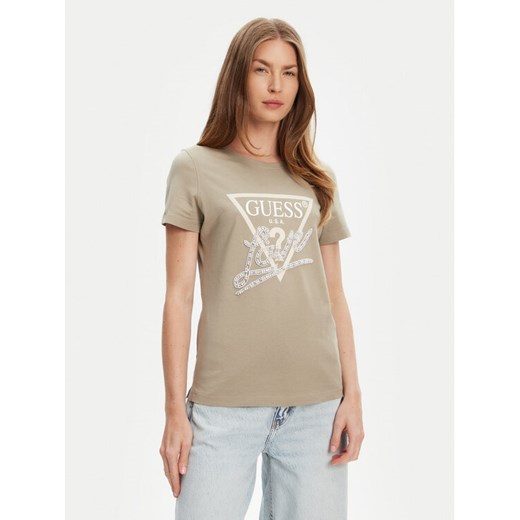 Guess T-Shirt W5YI40 I3Z14 Zielony Regular Fit ze sklepu MODIVO w kategorii Bluzki damskie - zdjęcie 183948681