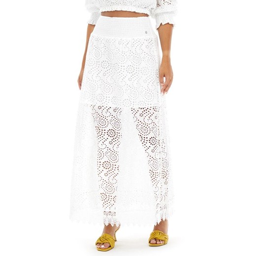 Guess Spódnica trapezowa Rafa W3GD69 WFDC0 Biały Regular Fit ze sklepu MODIVO w kategorii Spódnice - zdjęcie 183948714
