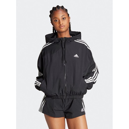 adidas Wiatrówka Essentials 3-Stripes Woven Windbreaker HT3399 Czarny Loose Fit S MODIVO