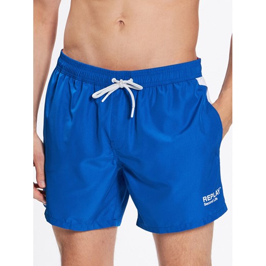 Replay Szorty kąpielowe LM1128.000.82972R Niebieski Regular Fit ze sklepu MODIVO w kategorii Kąpielówki - zdjęcie 183948924