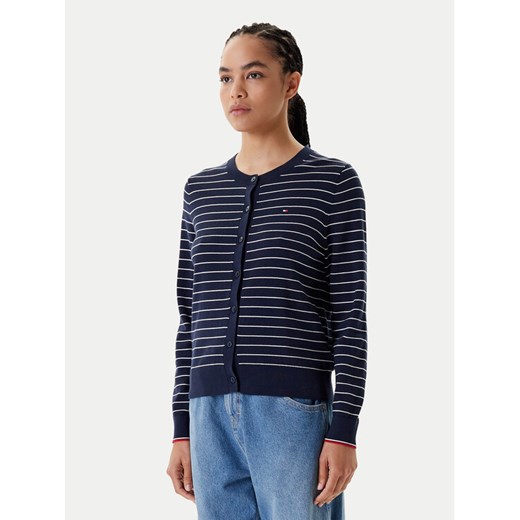 Tommy Hilfiger Kardigan WW0WW42370 Granatowy Regular Fit ze sklepu MODIVO w kategorii Swetry damskie - zdjęcie 183948942