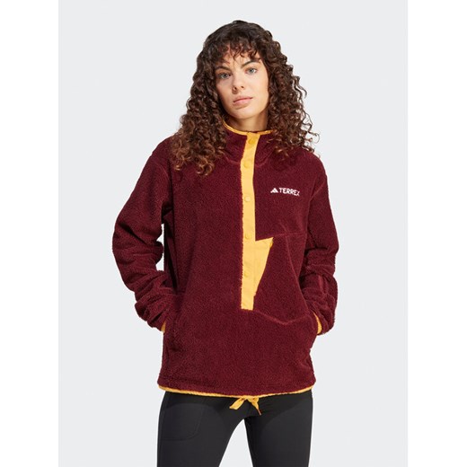 adidas Polar Terrex XPLORIC High-Pile-Fleece IN3105 Bordowy Regular Fit ze sklepu MODIVO w kategorii Bluzy damskie - zdjęcie 183948953