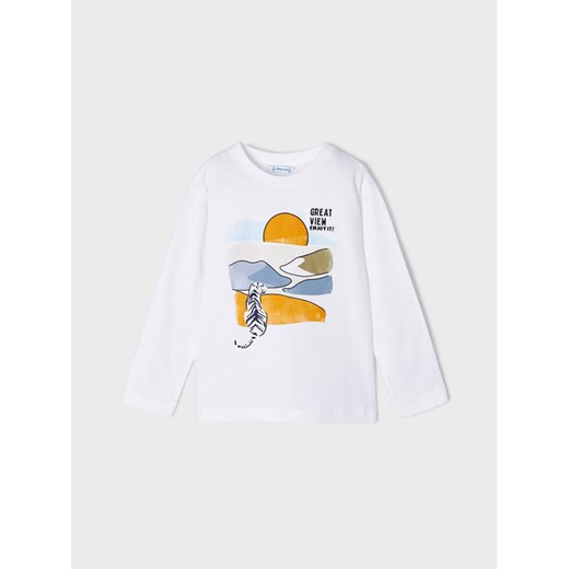 Mayoral Bluzka 3025 Biały Regular Fit ze sklepu MODIVO w kategorii T-shirty chłopięce - zdjęcie 183949124
