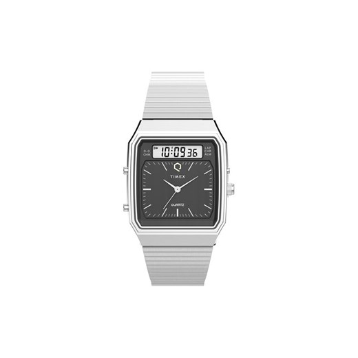 Zegarek Timex Q Timex® 1982 Ana-Digi Reissue Chronograph TW2Y05900 Srebrny ze sklepu eobuwie.pl w kategorii Zegarki - zdjęcie 183969432
