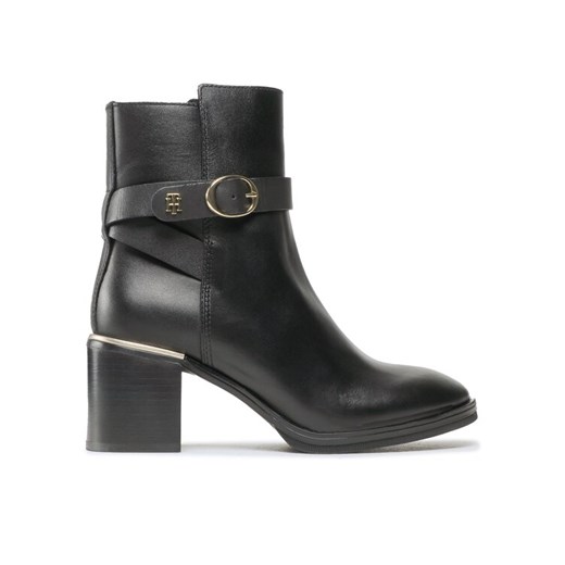 Botki Tommy Hilfiger Belt Heeled FW0FW06766 Czarny ze sklepu eobuwie.pl w kategorii Botki - zdjęcie 183969811