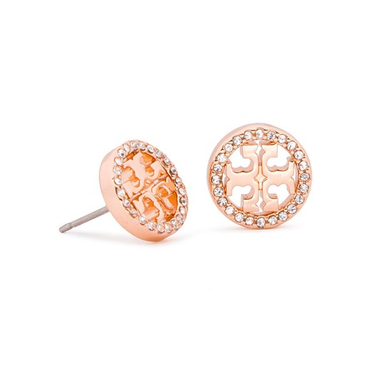 Kolczyki Tory Burch Crystal Logo Circle-Stud Earring 53422 Różowy Tory Burch 00 eobuwie.pl