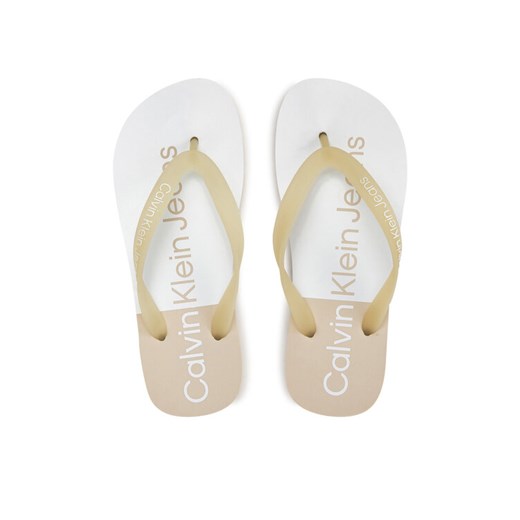 Japonki Calvin Klein Jeans Beach Sandal Flatform Monologo YW0YW01617 Écru 36 eobuwie.pl