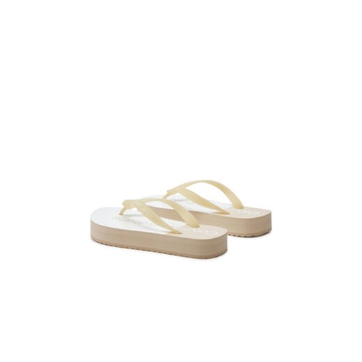 Japonki Calvin Klein Jeans Beach Sandal Flatform Monologo YW0YW01617 Écru 36 eobuwie.pl