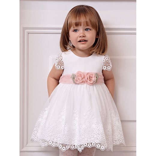 Abel & Lula Sukienka elegancka 5011 Écru Regular Fit ze sklepu MODIVO w kategorii Ubranka do chrztu - zdjęcie 183985114