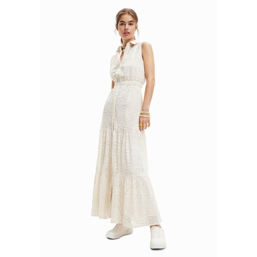 Desigual Sukienka koszulowa Moon 23SWVW59 Écru Regular Fit ze sklepu MODIVO w kategorii Sukienki - zdjęcie 183985143
