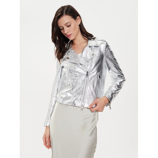 Imperial Kurtka skórzana V3025730 Srebrny Regular Fit ze sklepu MODIVO w kategorii Kurtki damskie - zdjęcie 183985511