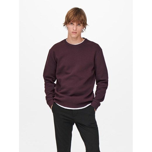 Only & Sons Bluza 22018683 Bordowy Regular Fit ze sklepu MODIVO w kategorii Bluzy męskie - zdjęcie 183985690