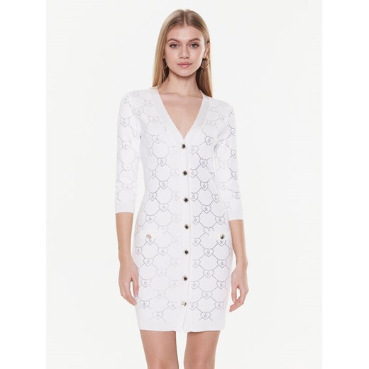 Blugirl Blumarine Sukienka dzianinowa RA3105-MA18F Biały Slim Fit ze sklepu MODIVO w kategorii Sukienki - zdjęcie 183985904