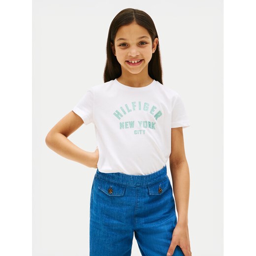 Tommy Hilfiger T-Shirt Graphic KG0KG08813 Biały Regular Fit ze sklepu MODIVO w kategorii Bluzki dziewczęce - zdjęcie 183986042