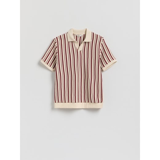 Reserved - Koszulka polo comfort w paski - złamana biel ze sklepu Reserved w kategorii T-shirty męskie - zdjęcie 183990911