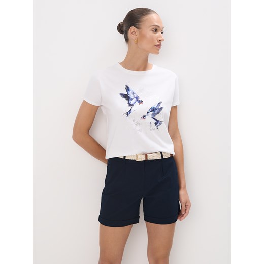 Mohito - T-shirt z nadrukiem - kremowy ze sklepu Mohito w kategorii Bluzki damskie - zdjęcie 183991423