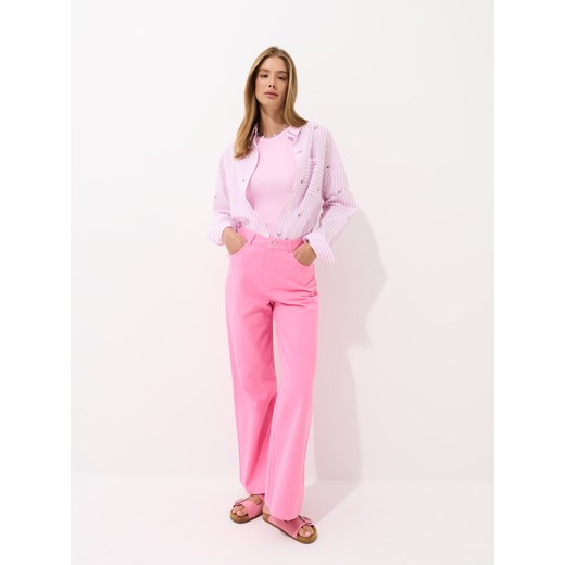 Mohito - Jeansy wide leg - różowy ze sklepu Mohito w kategorii Jeansy damskie - zdjęcie 183991763