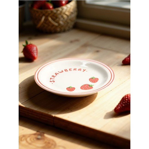 Sinsay - Talerz ceramiczny z nadrukiem truskawek - czerwony ze sklepu Sinsay w kategorii Talerze - zdjęcie 183992713
